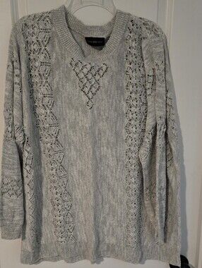 Lane Bryant Light Gray Open Weave Sweater